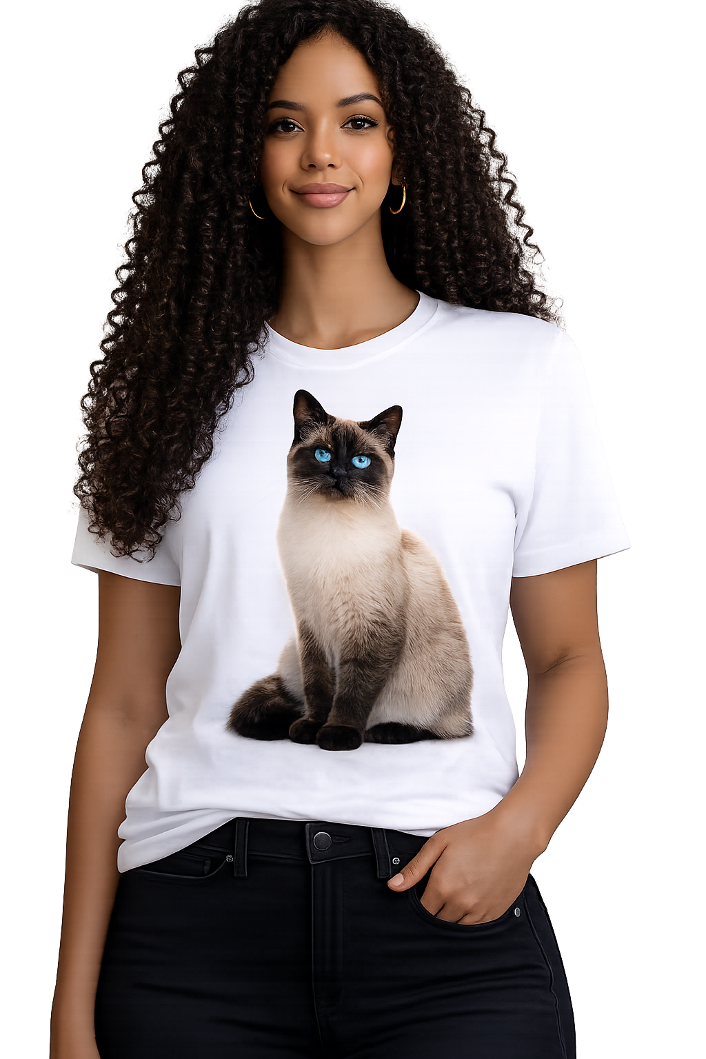 T-Shirt Gato Siamês de Olhos Azuis