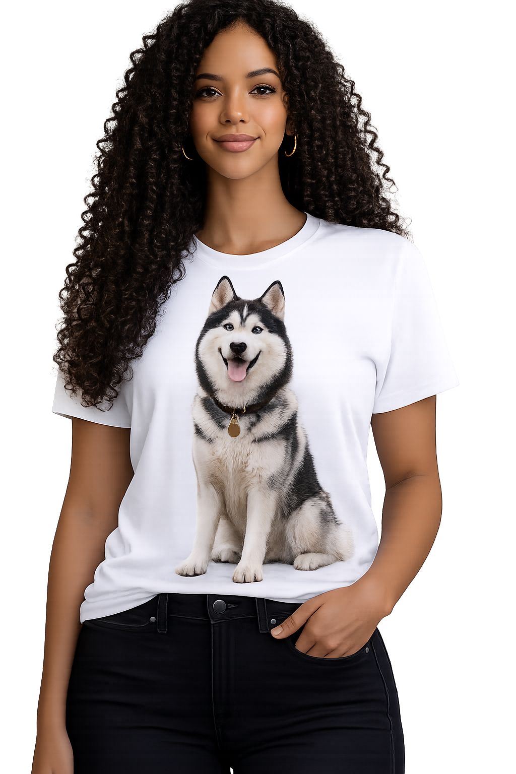 T-Shirt Husky Siberiano Sorridente