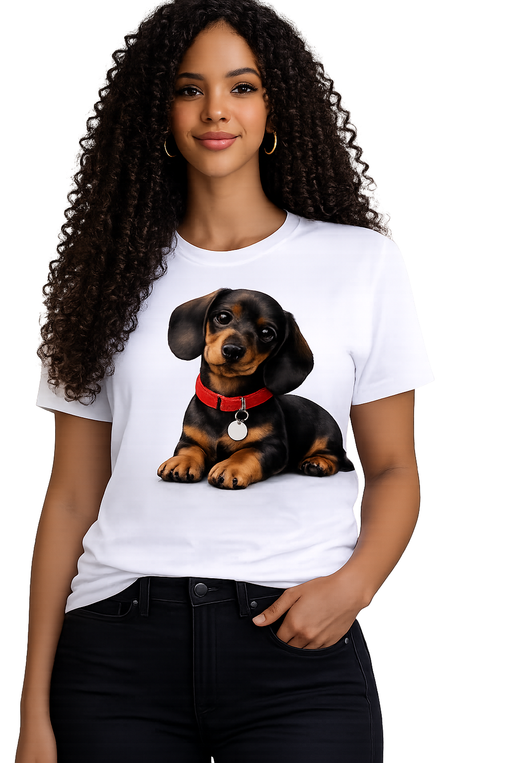 T-Shirt Dachshund Filhote no Jardim