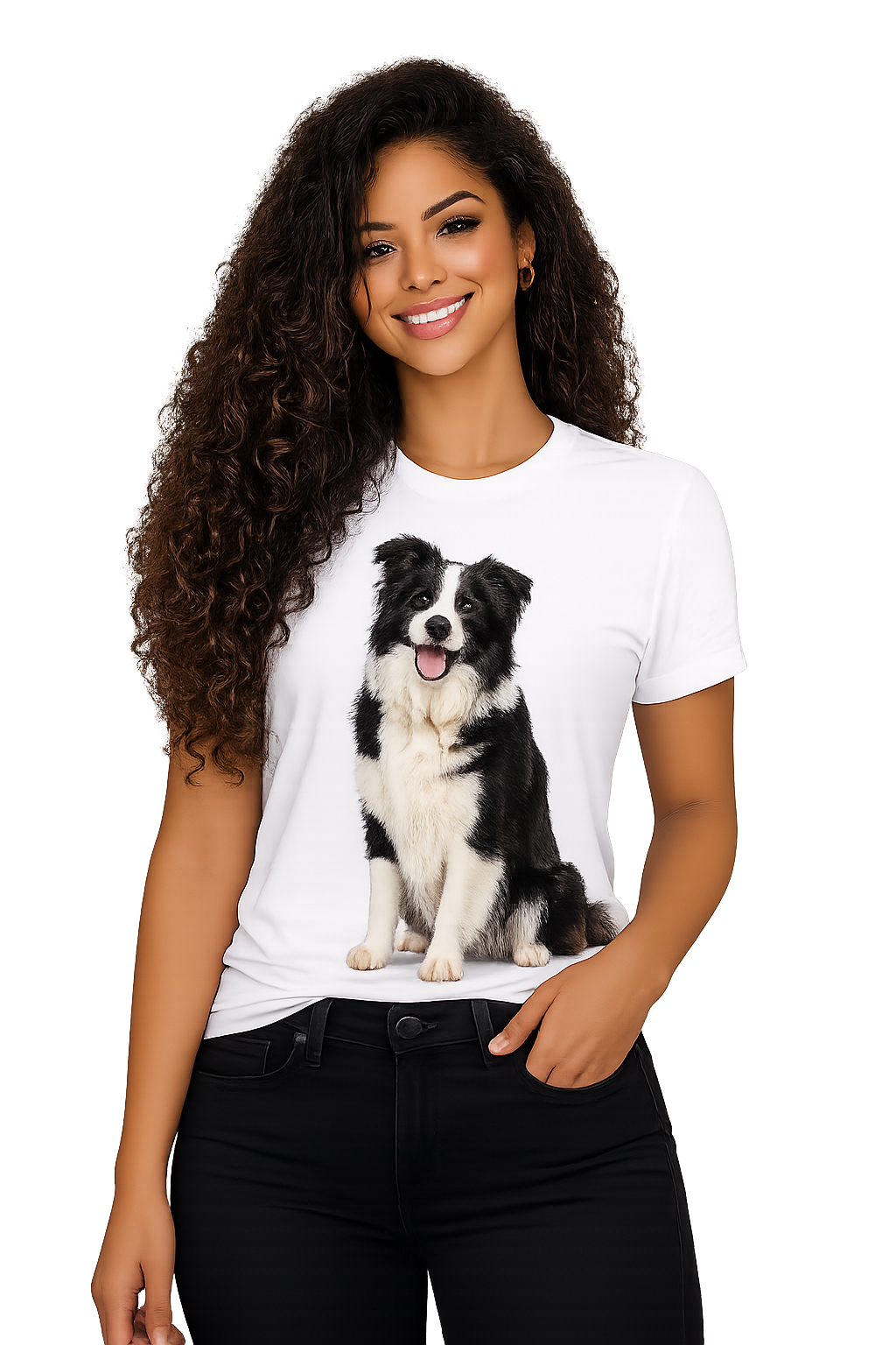 T-Shirt Border Collie Preto e Branco