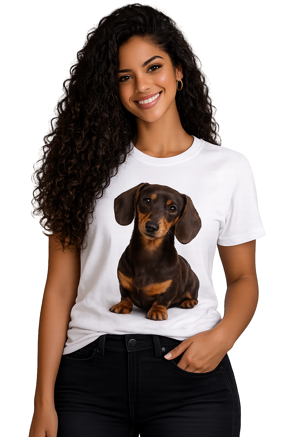T-Shirt Dachshund Castanho de Pelo Curto