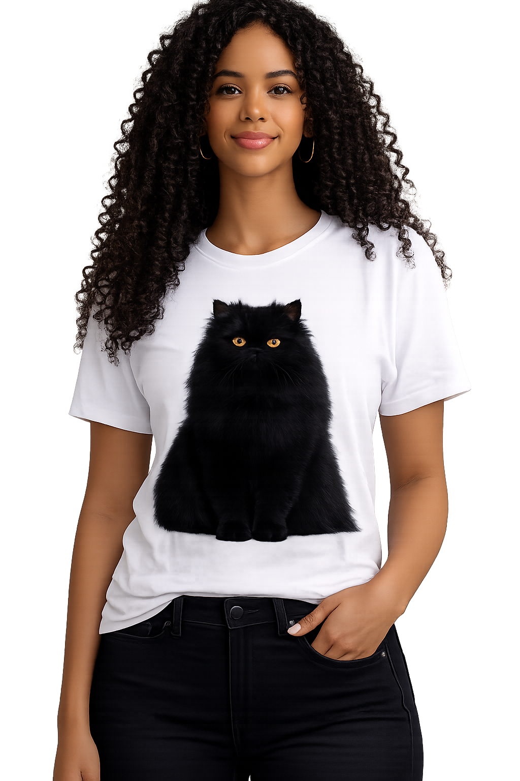 T-Shirt Gato Persa Preto Fofo