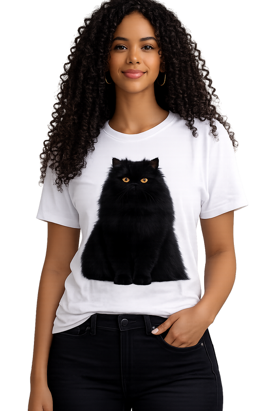 T-Shirt Gato Persa Preto Fofo