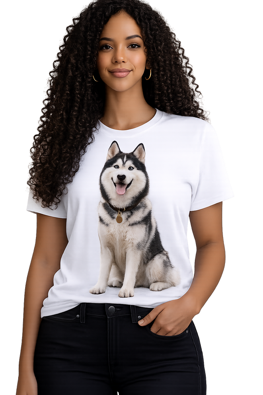 T-Shirt Husky Siberiano Sorridente
